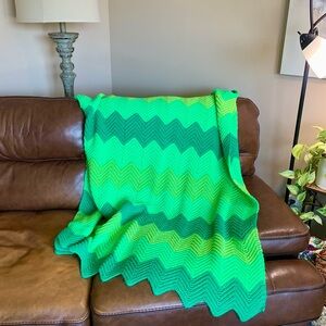 Vintage Green Chevron Afghan